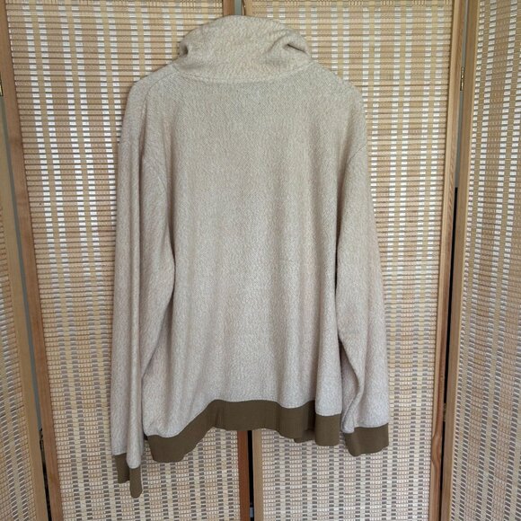 Vintage L.L. Bean Beige Shawl Collar Sweater XXL Reg Cotton-Blend Button Pullove - Picture 5 of 9